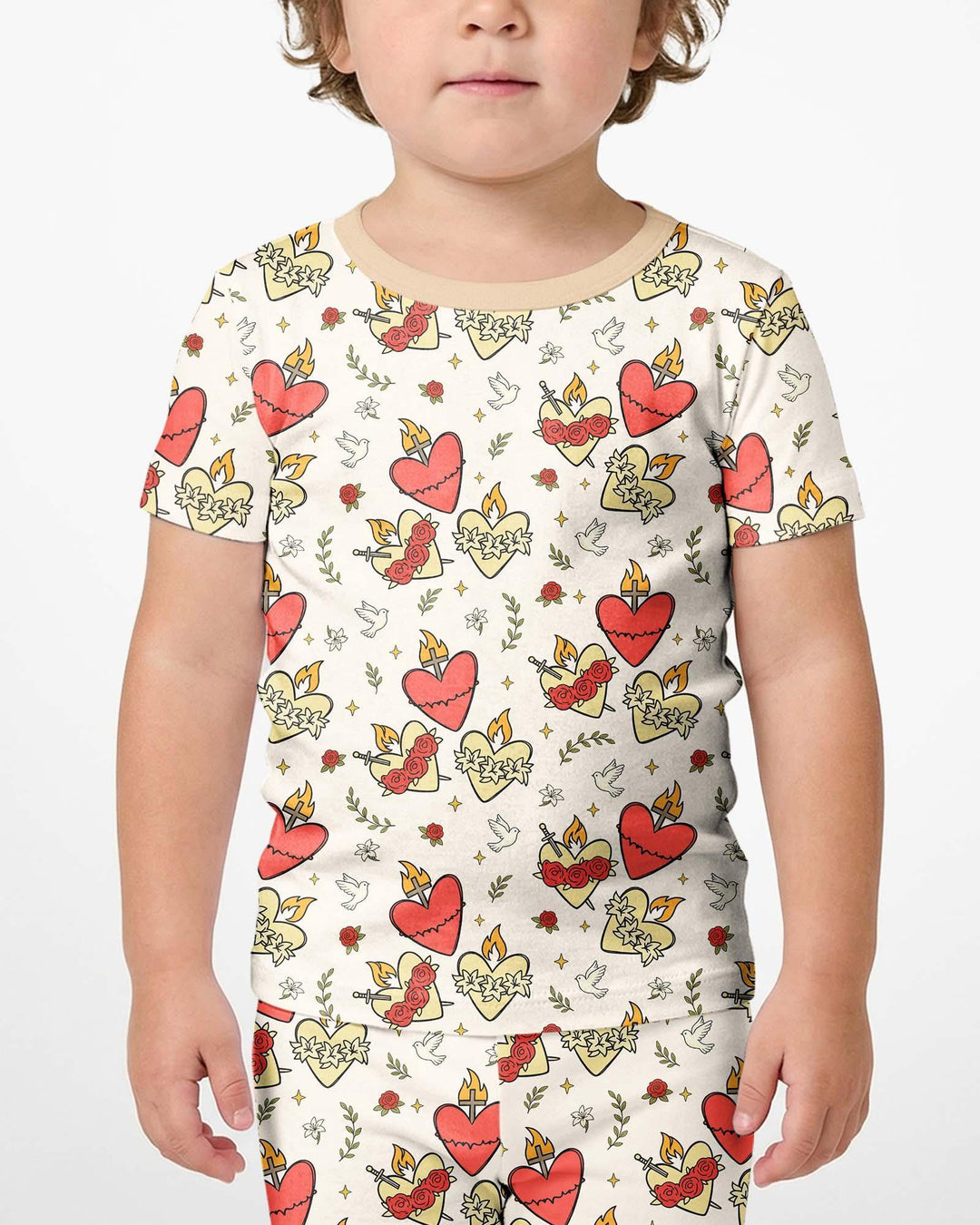 Template Zweiteiliges Pyjama-Set mit kurzen Ärmeln und Shorts