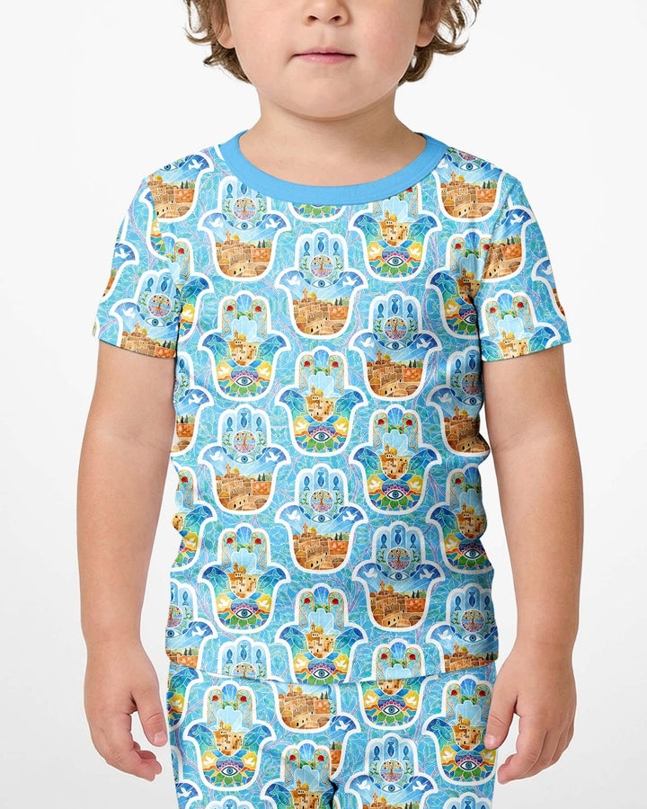 Conjunto de Pijama de Dos Piezas de Bambú con Mangas Cortas y Pantalones Cortos