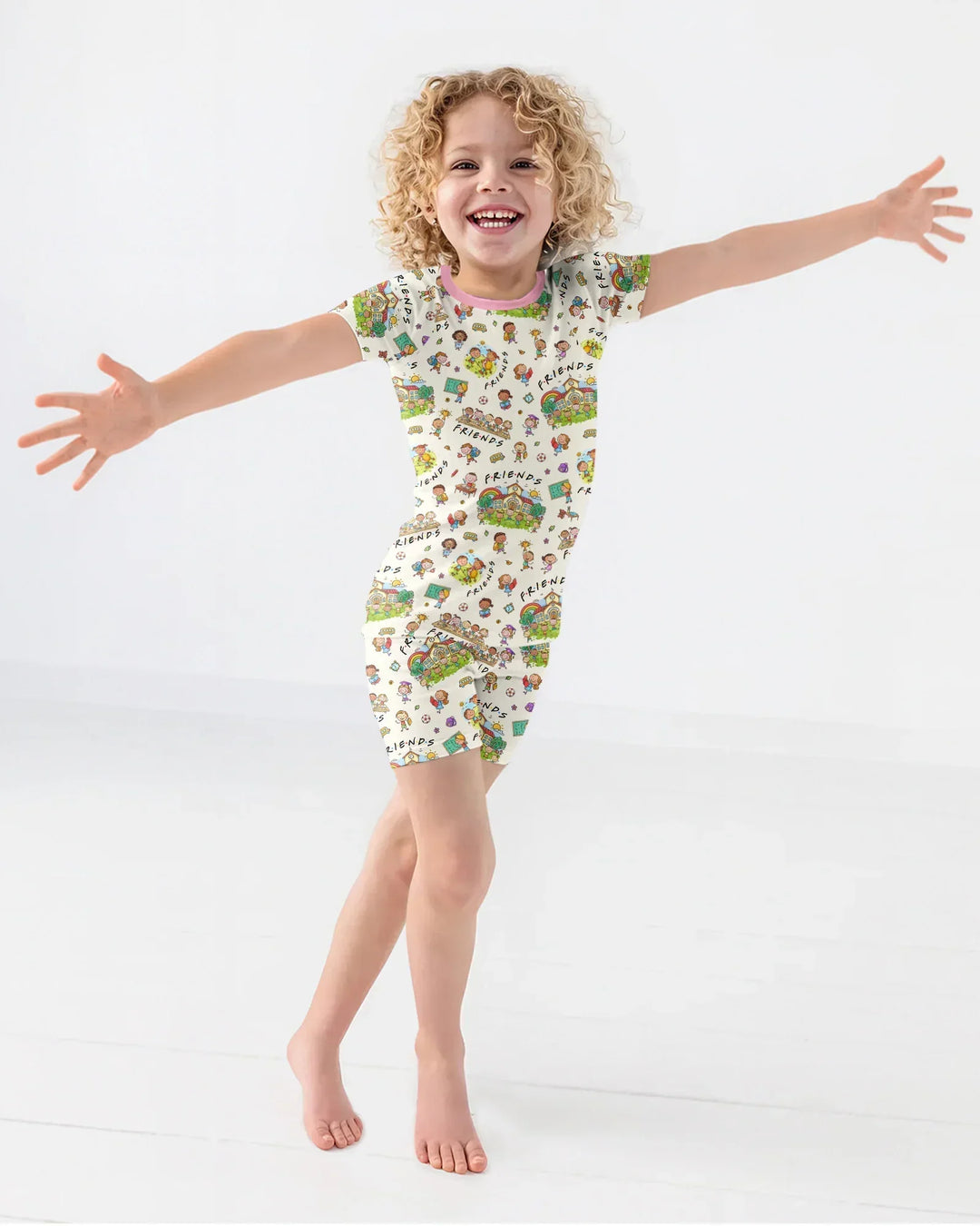 School Friends Forever Bamboo Two Piece Short Sleeve Shorts Pajama Set