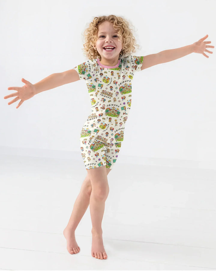 School Friends Forever Bamboo Two Piece Short Sleeve Shorts Pajama Set