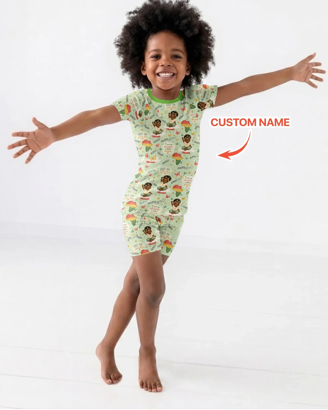Custom Name Juneteenth I Am My Ancestors' Wildest Dream Bamboo Two Piece Short Sleeve Shorts Pajama Set