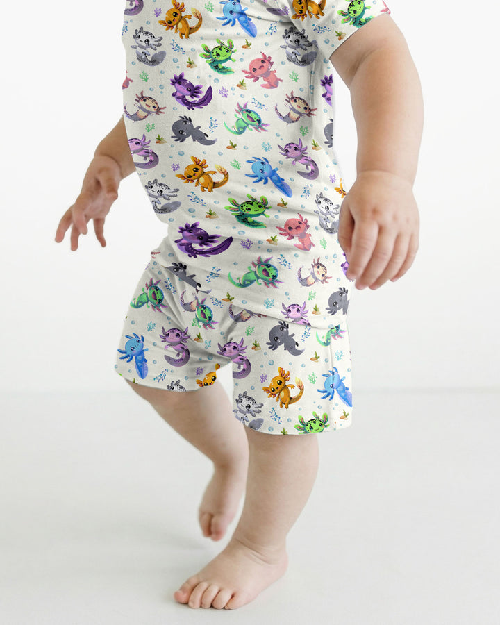 Conjunto de Pijama de Dos Piezas de Bambú con Mangas Cortas y Pantalones Cortos