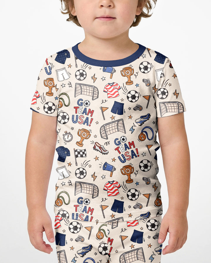 Soccer Go Team USA Bamboo Two Piece Short Sleeve Shorts Pajama Set