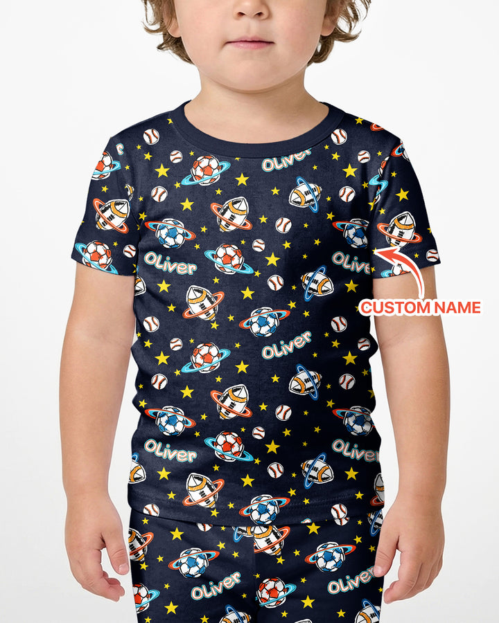 Schlafanzug-Set zweiteilig, kurze Ärmel, kurze Hose, Bambus