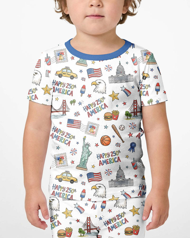 America 250 Celebration Bamboo Two Piece Short Sleeve Shorts Pajama Set