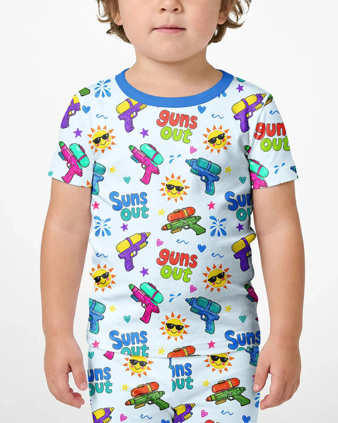 Sun Out Guns Out Bamboo Two Piece Short Sleeve Shorts Pajama Set