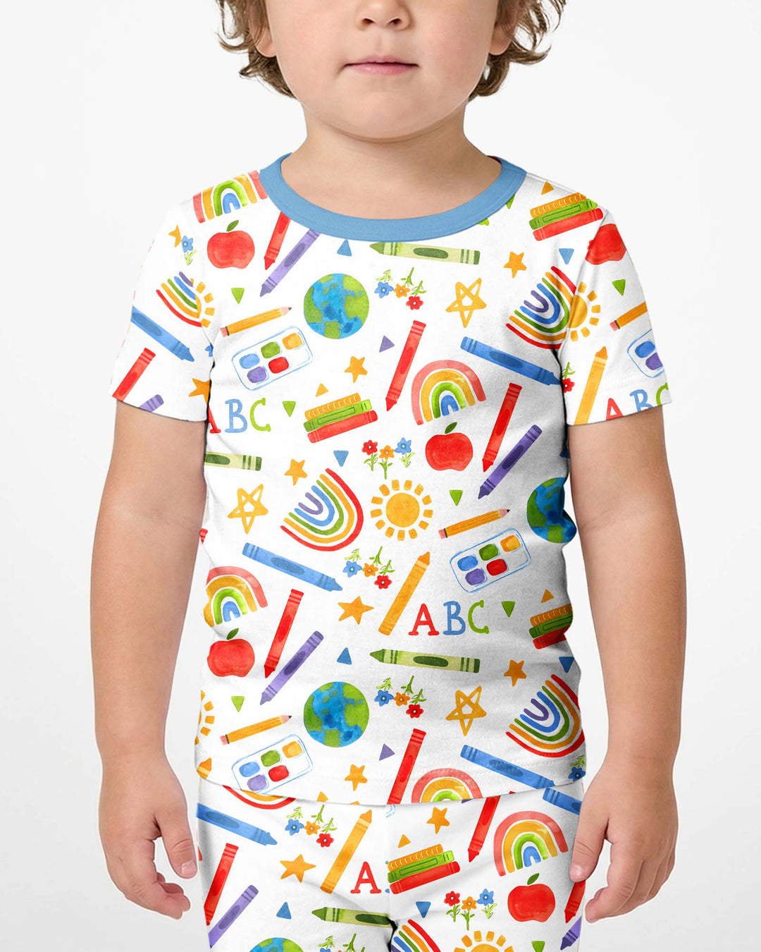 School Scribbles Bamboo Two Piece Short Sleeve Shorts Pajama Set
