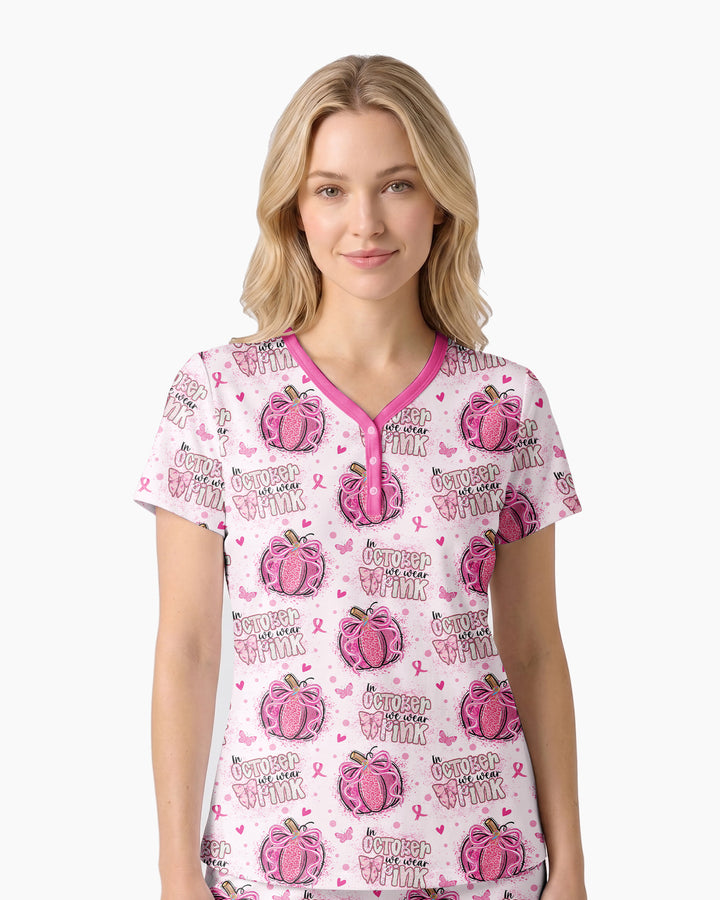 We Wear Pink Pumpkin Mommy & Me Matching Bamboo Women Short Sleeve Short Pajama Set