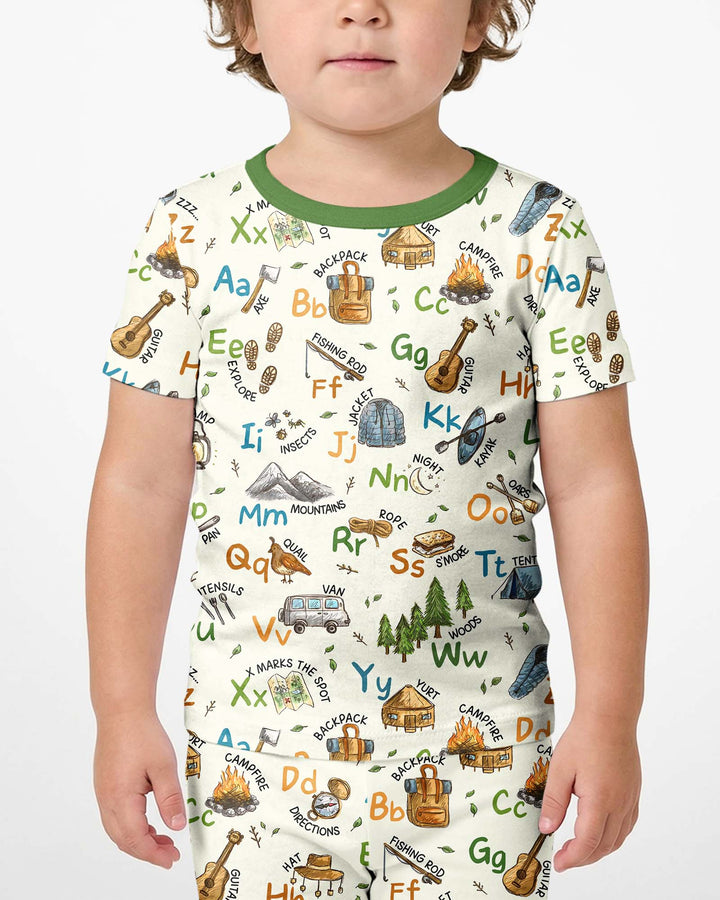 Conjunto de Pijama de Dos Piezas de Bambú con Mangas Cortas y Pantalones Cortos