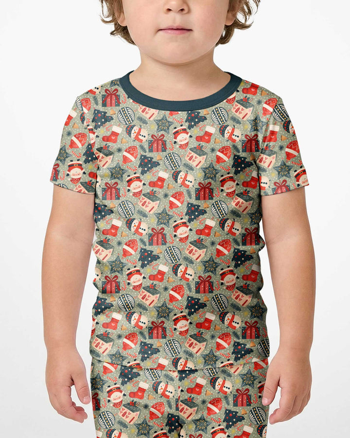 Christmas Ornaments Bamboo Two Piece Short Sleeve Shorts Pajama Set