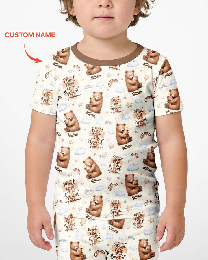 Conjunto de Pijama de Dos Piezas de Bambú con Mangas Cortas y Pantalones Cortos