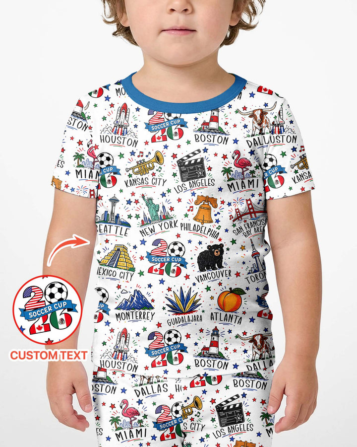 2026 Soccer Cup Host Citties Bamboo Two Piece Short Sleeve Shorts Pajama Set