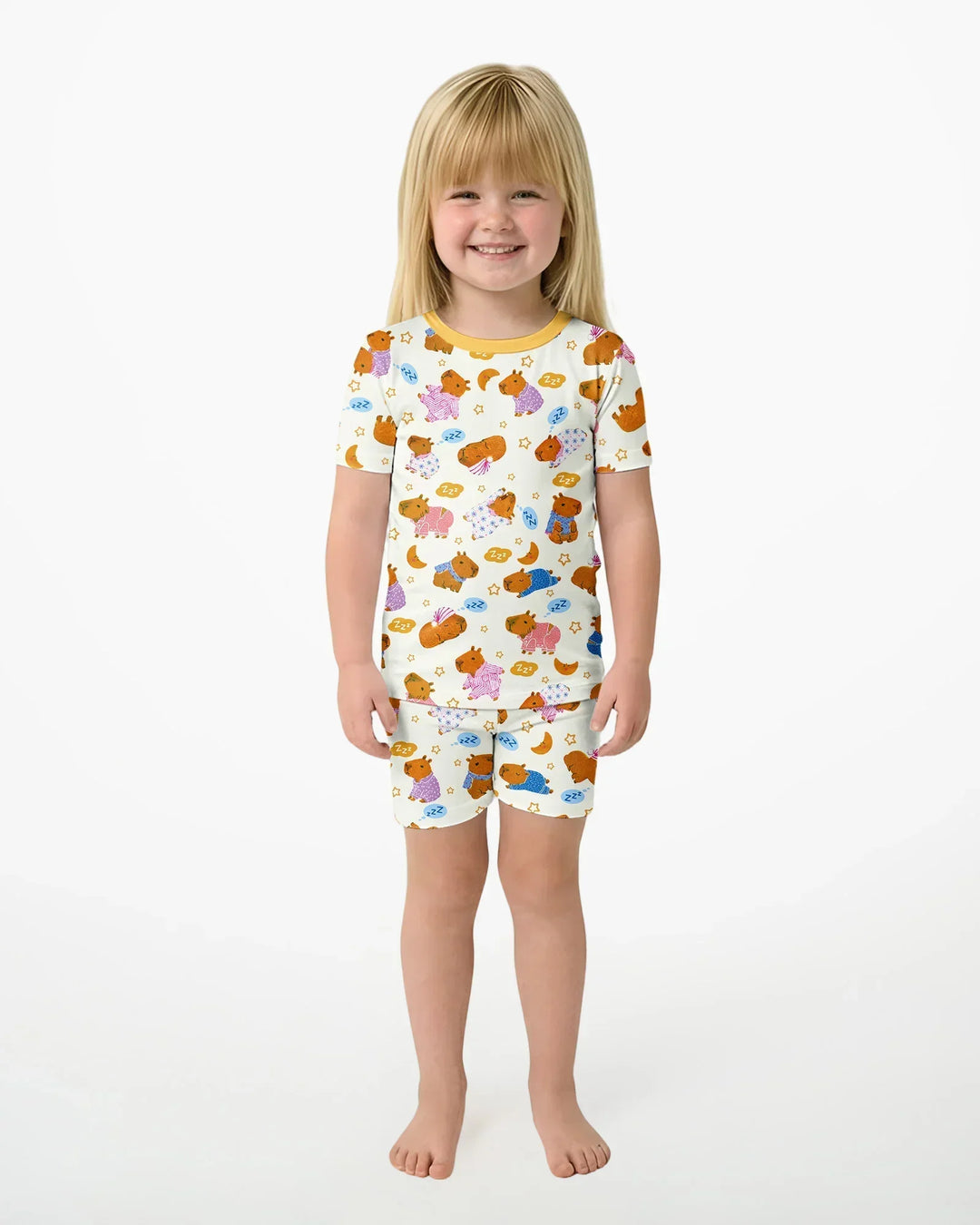 Conjunto de Pijama de Dos Piezas de Bambú con Mangas Cortas y Pantalones Cortos