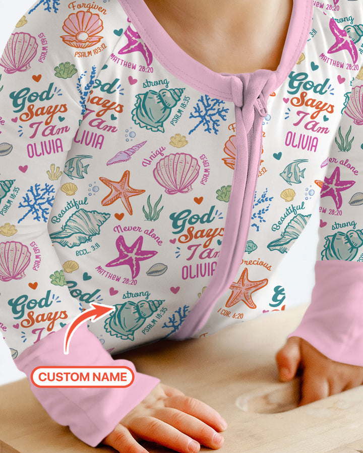 Coastal God Says I Am Custom Name Bamboo Convertible Zippy