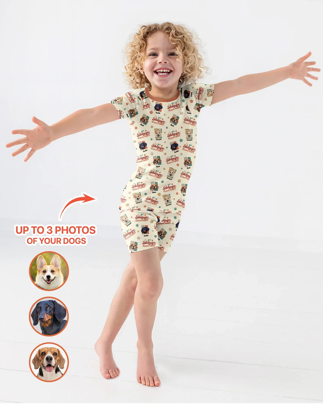 Custom Dog Photos "My Siblings Have Paws" Bamboo Two Piece Short Sleeve Shorts Pajama Set