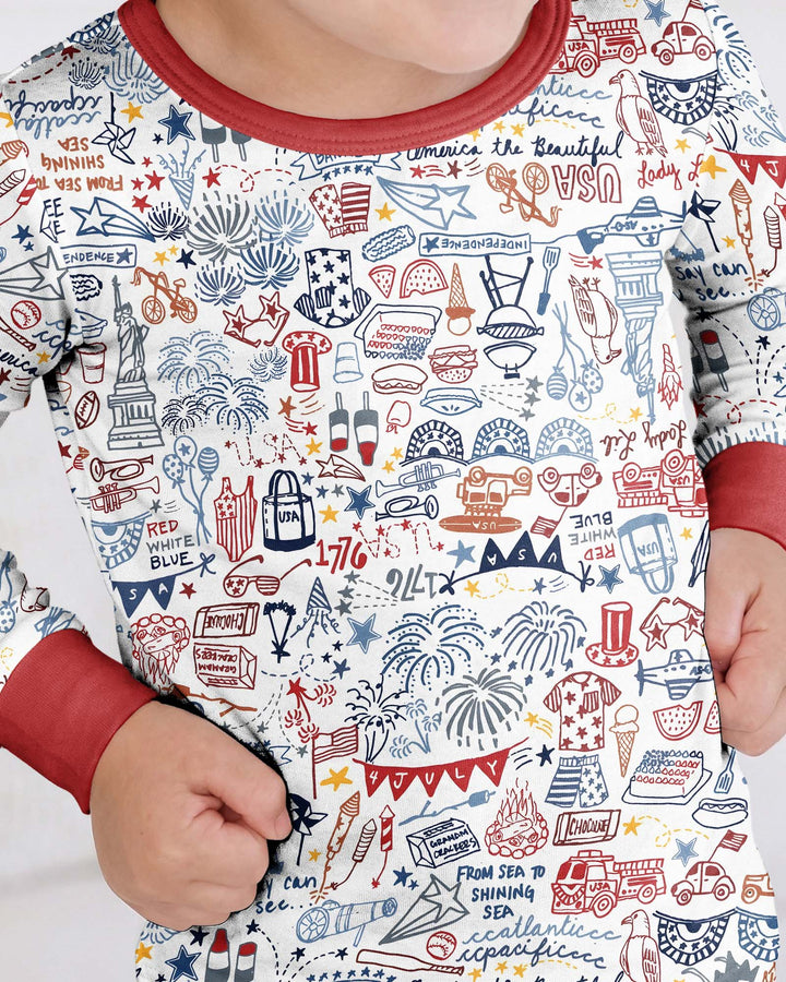 Liberty Doodle 250th Family Matching Bamboo Two Piece Long Sleeve Pajama Set