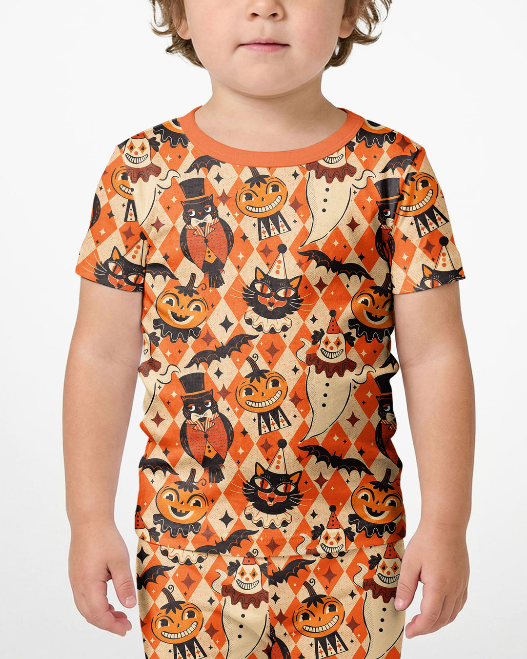 Vintage Halloween Carnival Bamboo Two Piece Short Sleeve Shorts Pajama Set