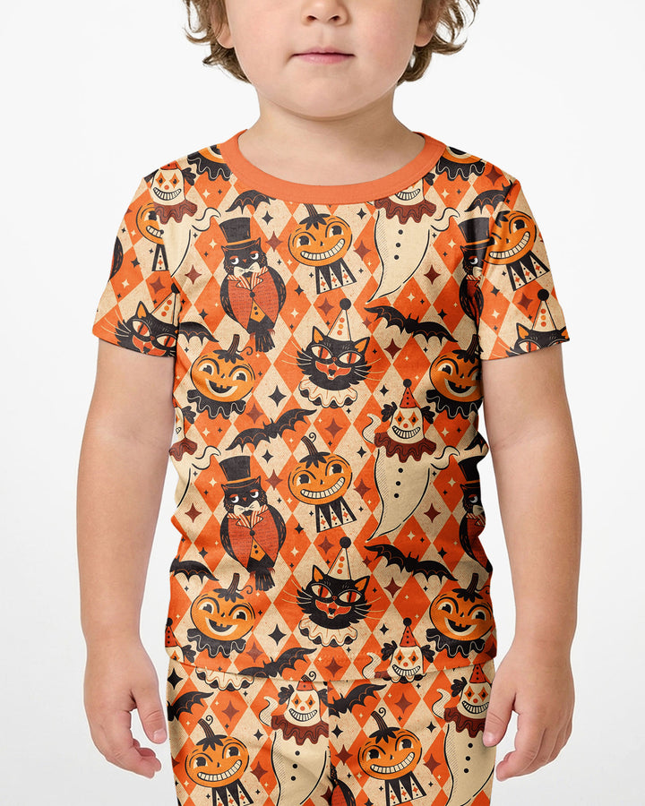 Vintage Halloween Carnival Bamboo Two Piece Short Sleeve Shorts Pajama Set