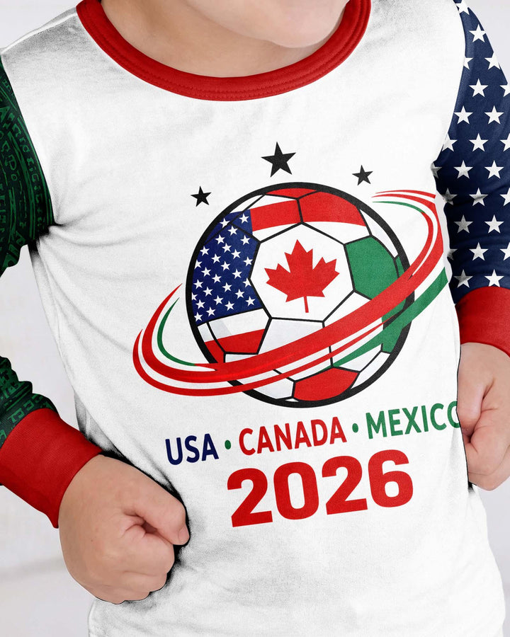 Soccer Cup USA Canada Mexico Bamboo Two Piece Long Sleeve Pajama Set