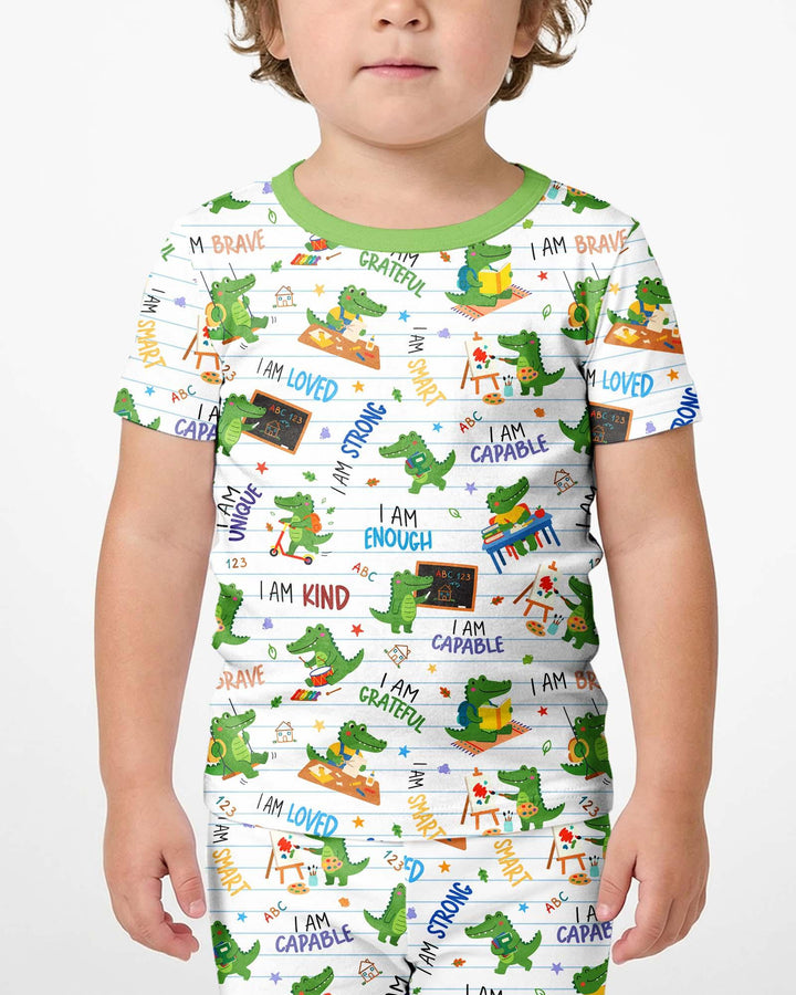 Brave Gator Days Bamboo Two Piece Short Sleeve Shorts Pajama Set