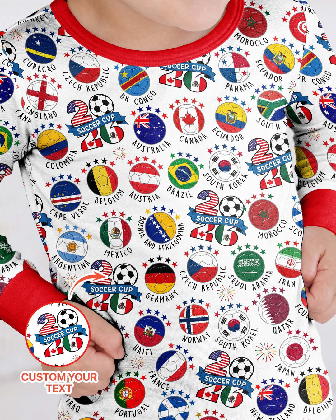 The World Plays Here 2026 Soccer Tour Bamboo Two Piece Long Sleeve Pajama Set
