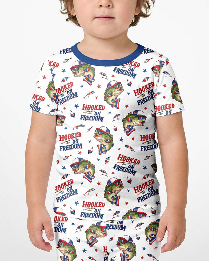Hooked On Freedom Bamboo Two Piece Short Sleeve Shorts Pajama Set