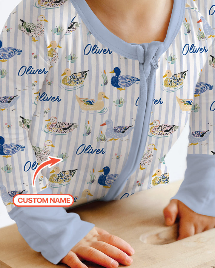 Whimsical Duck Custom Name Bamboo Convertible Zippy