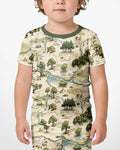 Classic Bear Maps Bamboo Two Piece Short Sleeve Shorts Pajama Set