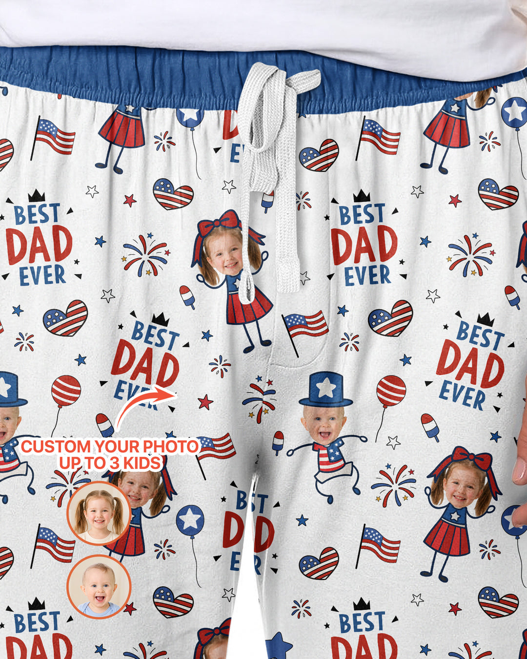 Custom Photo Best Patriotic Family Ever Bamboo Men's Pajama Set