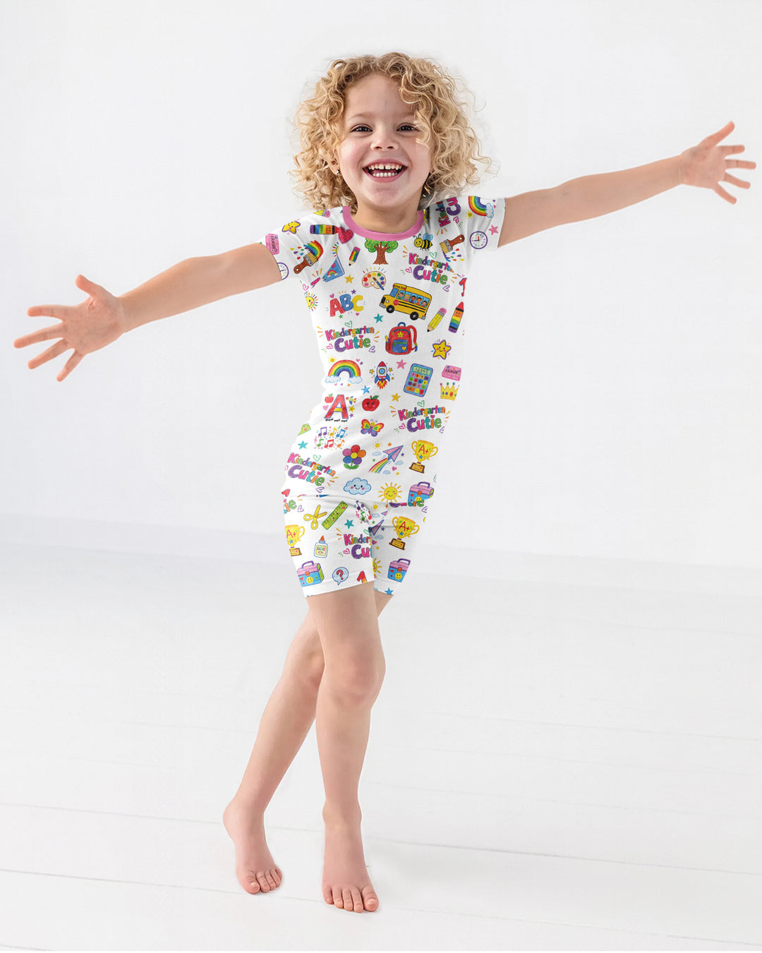 Kindergarten Cutie Bamboo Two Piece Short Sleeve Shorts Pajama Set