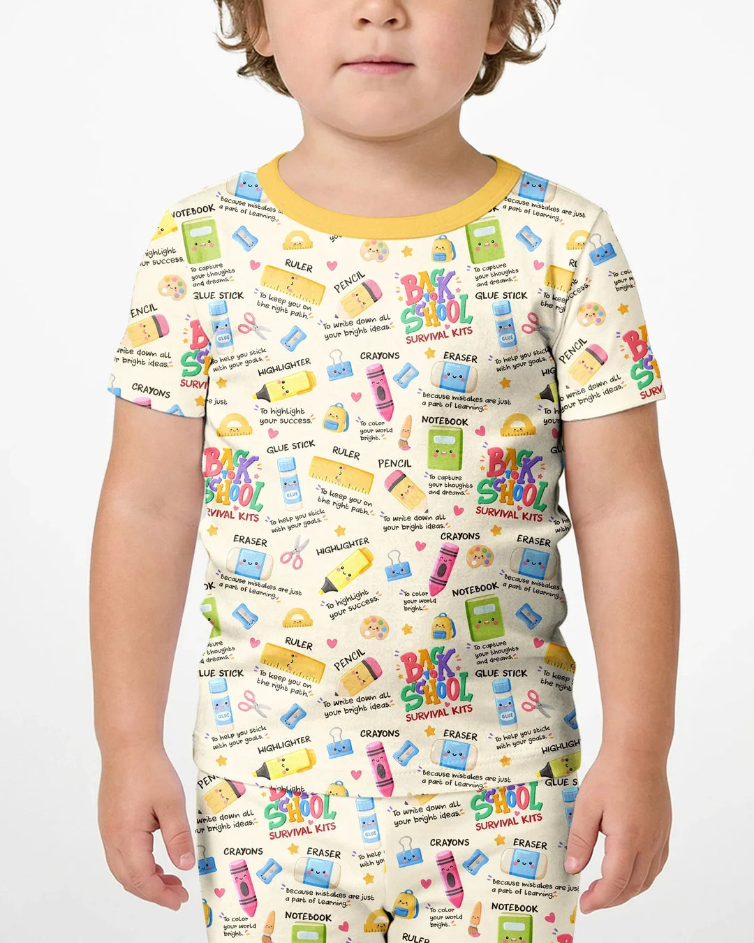 Back To School Survival Kit Bamboo Two Piece Short Sleeve Shorts Pajama Set