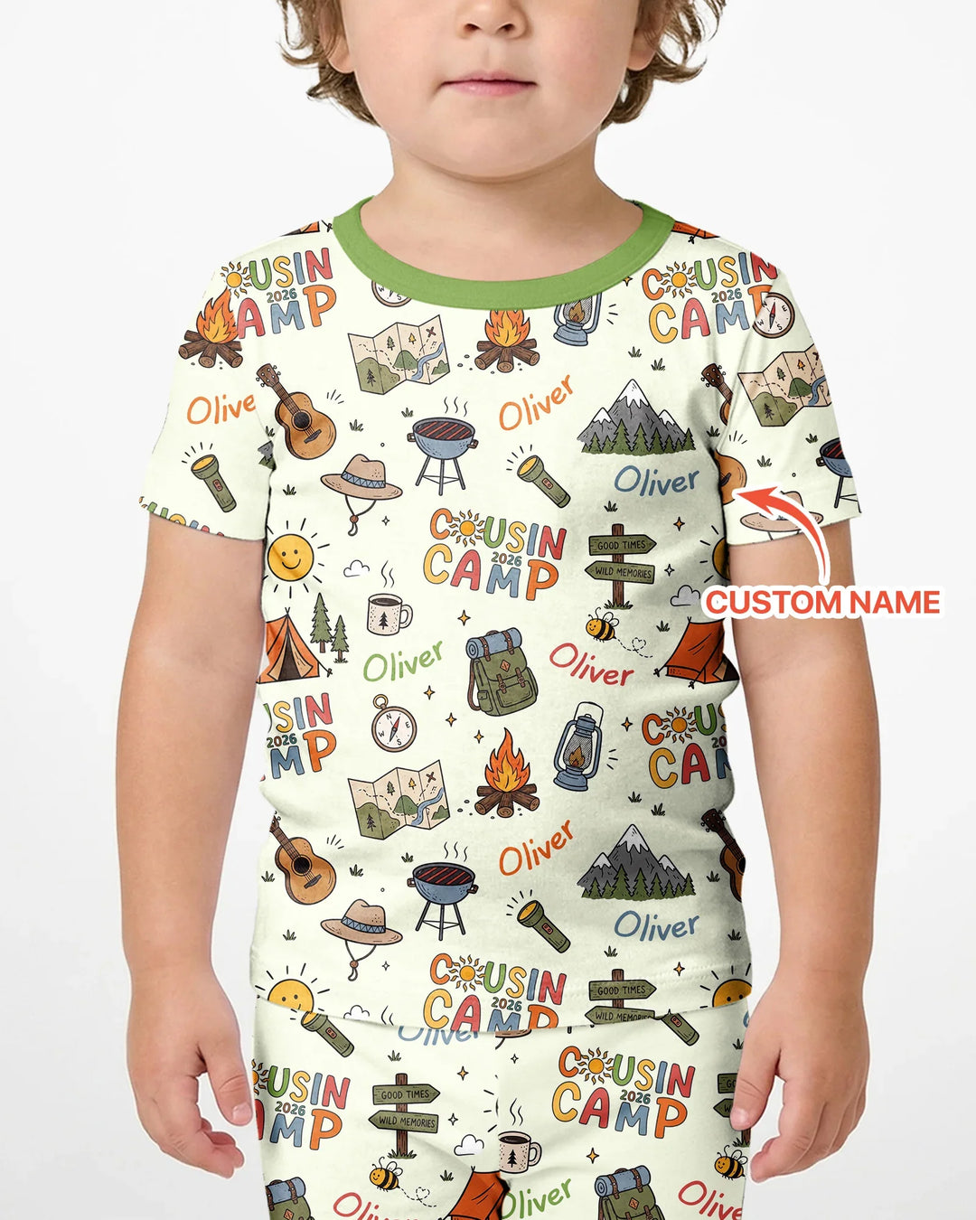 Custom Name Cousin Camp 2026 Bamboo Two Piece Short Sleeve Shorts Pajama Set