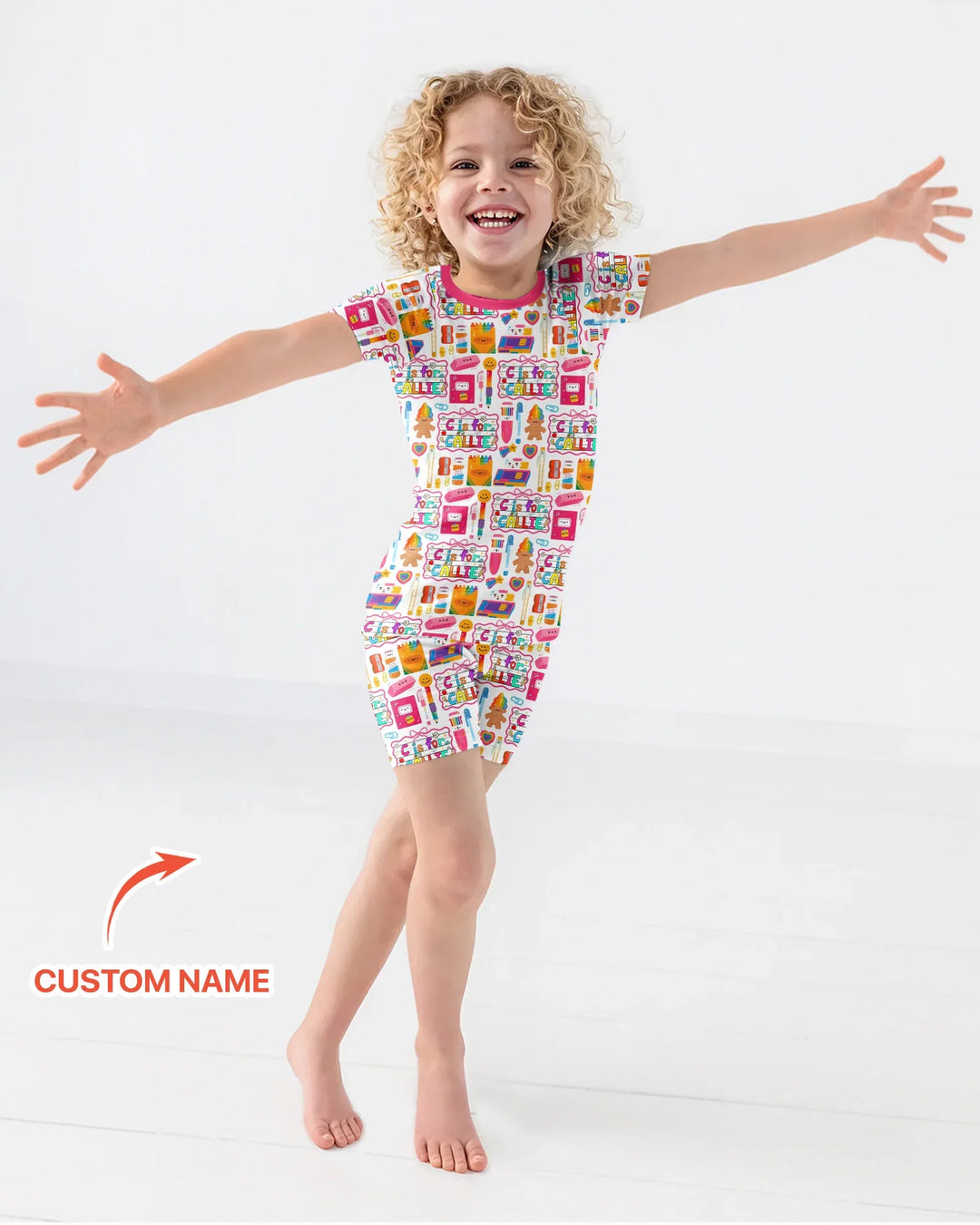 Custom Name Classroom Cuties Bamboo Two Piece Short Sleeve Shorts Pajama Set