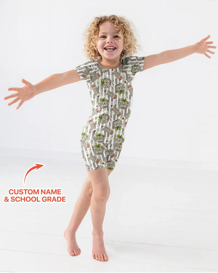 Custom Name Camo Apple Days Bamboo Two Piece Short Sleeve Shorts Pajama Set