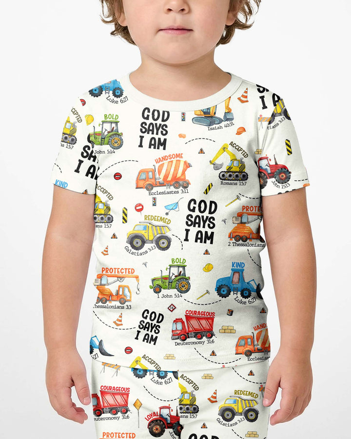 Dios Dice Soy Niño Bambú Conjunto de Pijama de Dos Piezas de Manga Corta y Pantalón Corto