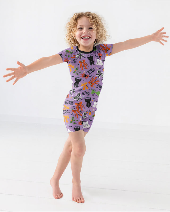 Spooky Bows Spooky Season Bamboo Two Piece Short Sleeve Shorts Pajama Set
