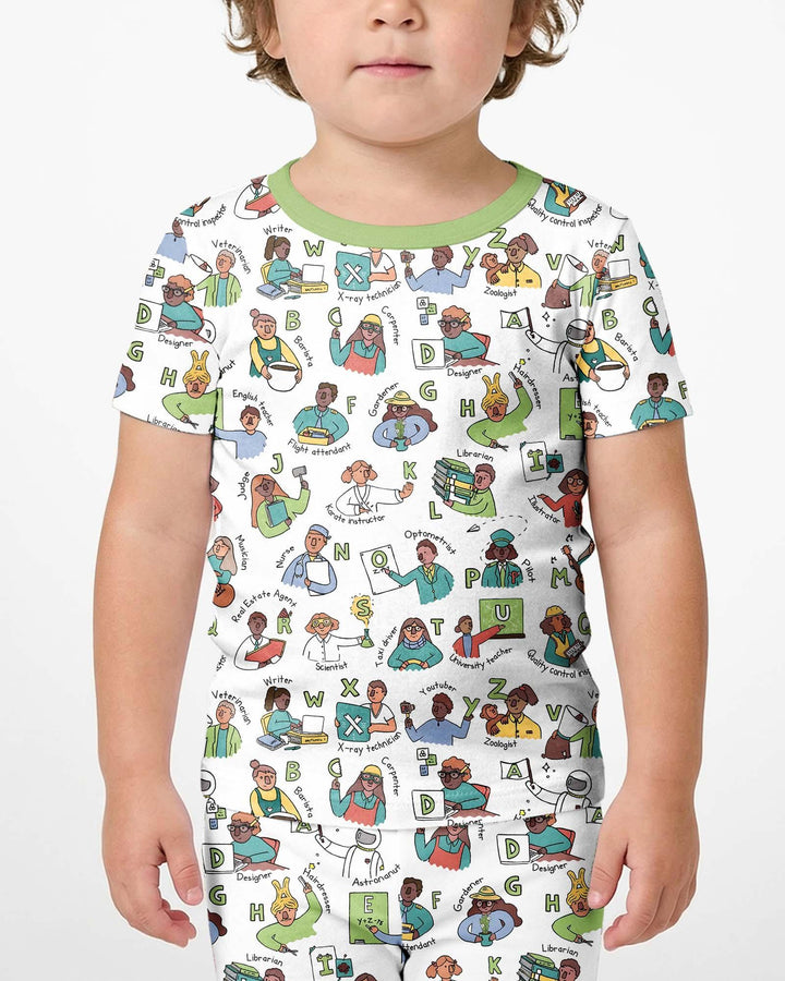 Conjunto de Pijama de Dos Piezas de Bambú con Mangas Cortas y Pantalones Cortos