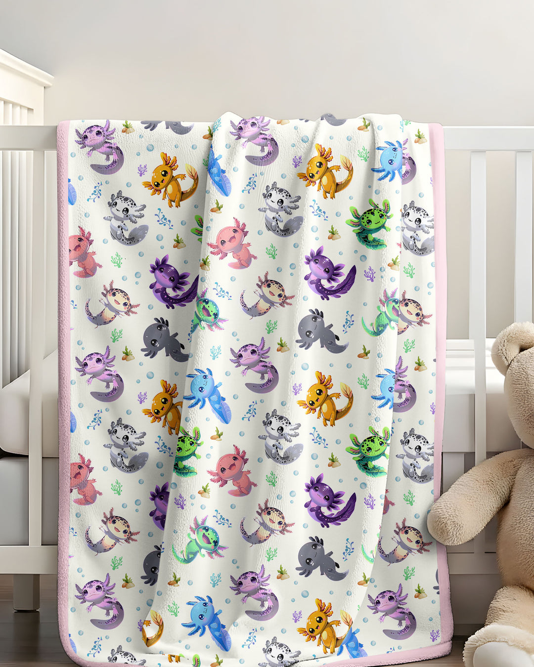 I Love You Axolotl Bamboo Blanket
