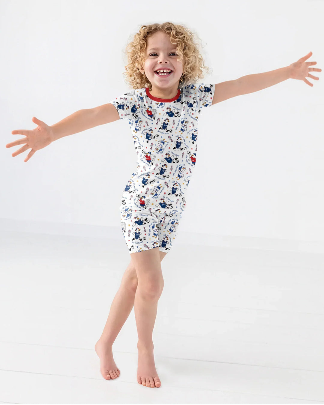 USA Soccer Goose Family Matching Bamboo Two Piece Short Sleeve Shorts Pajama Set