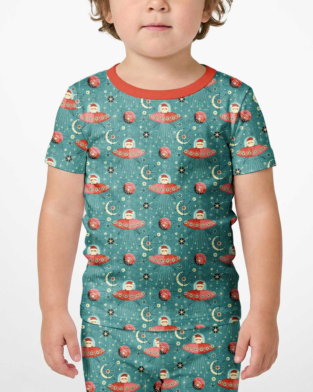 Atomic Santas in Space Bamboo Two Piece Short Sleeve Shorts Pajama Set