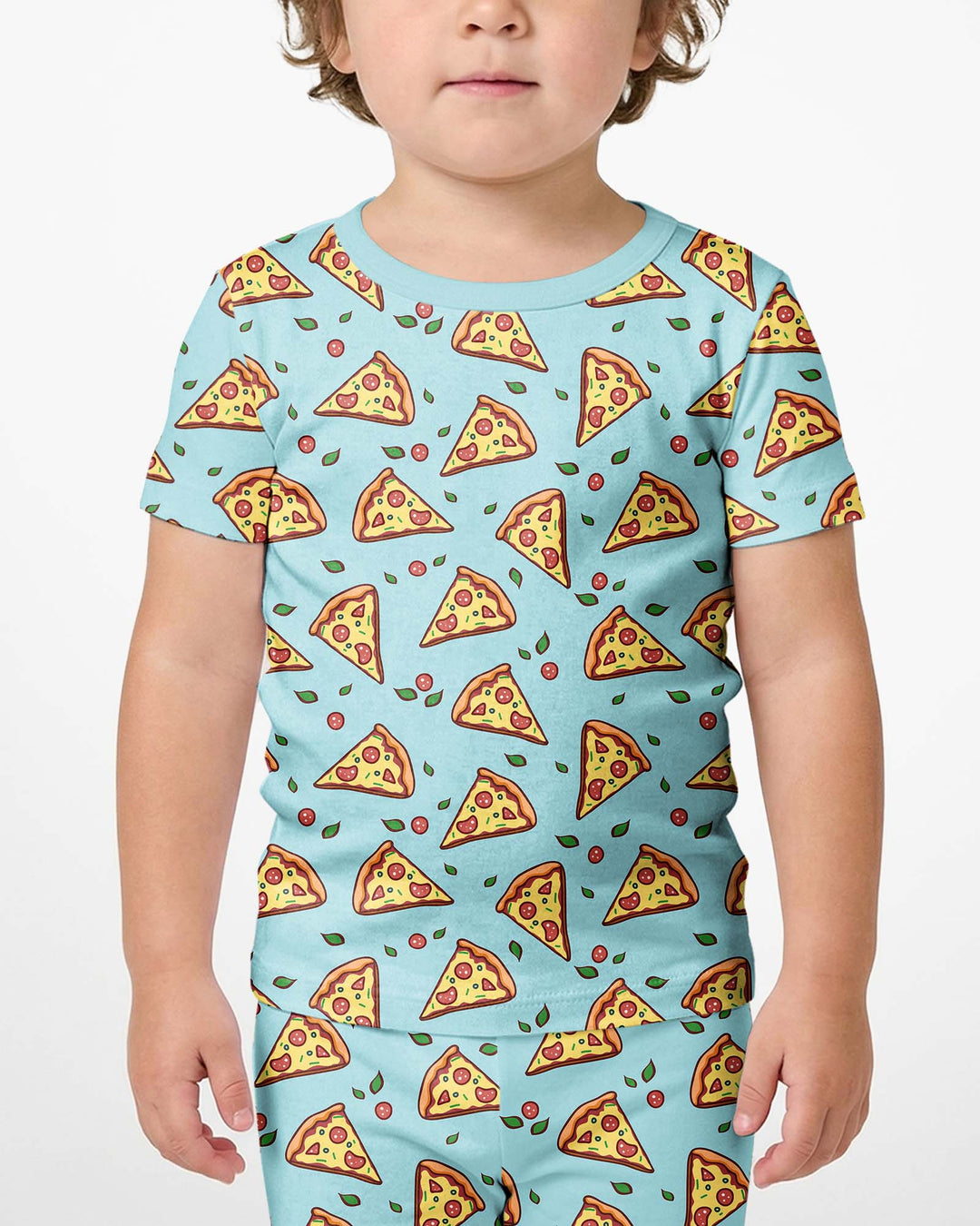 Pizza Doodle Bamboo Two-Piece Short Sleeve Shorts Pajama Set