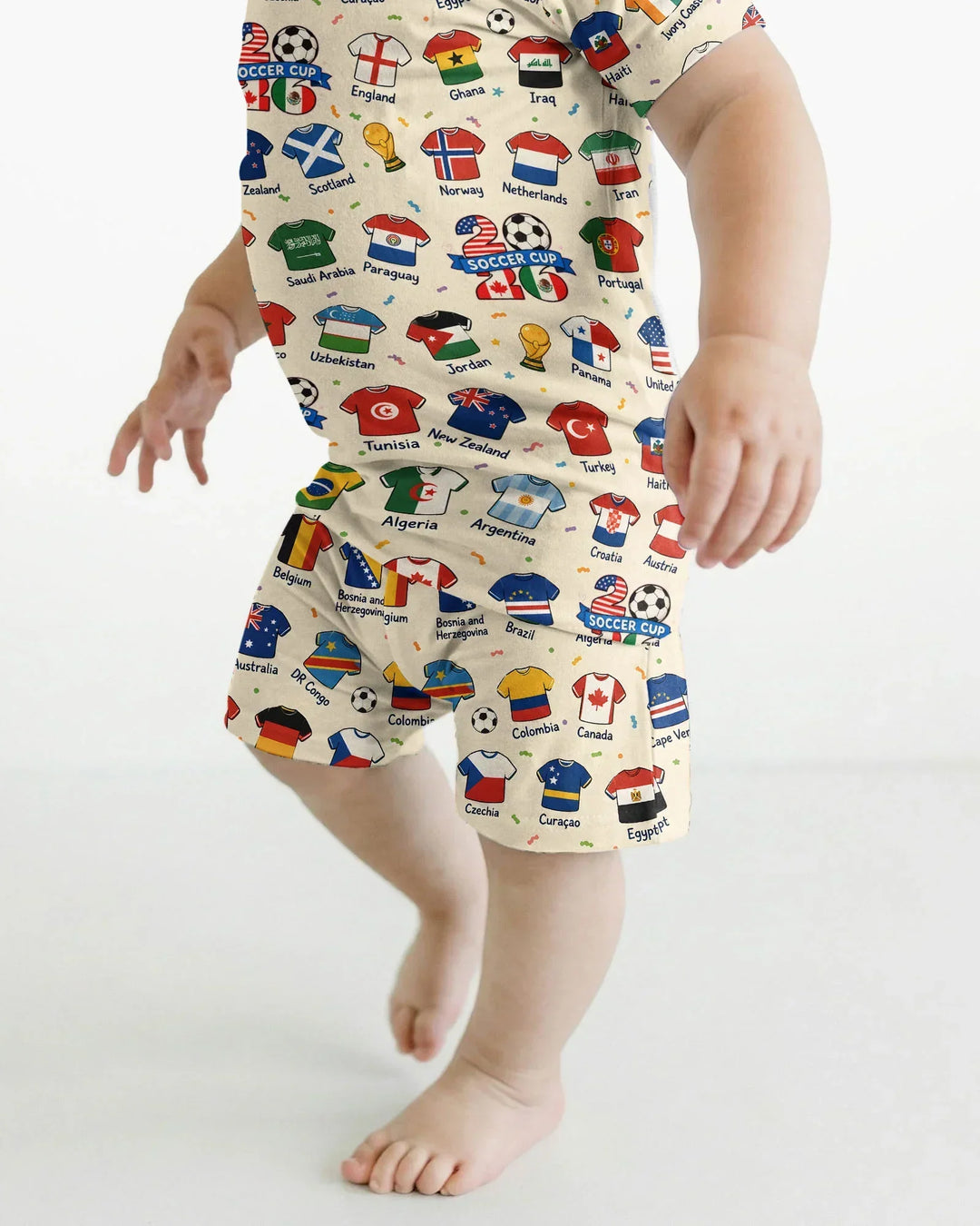 2026 Soccer World Jersey Flag Bamboo Two Piece Short Sleeve Shorts Pajama Set