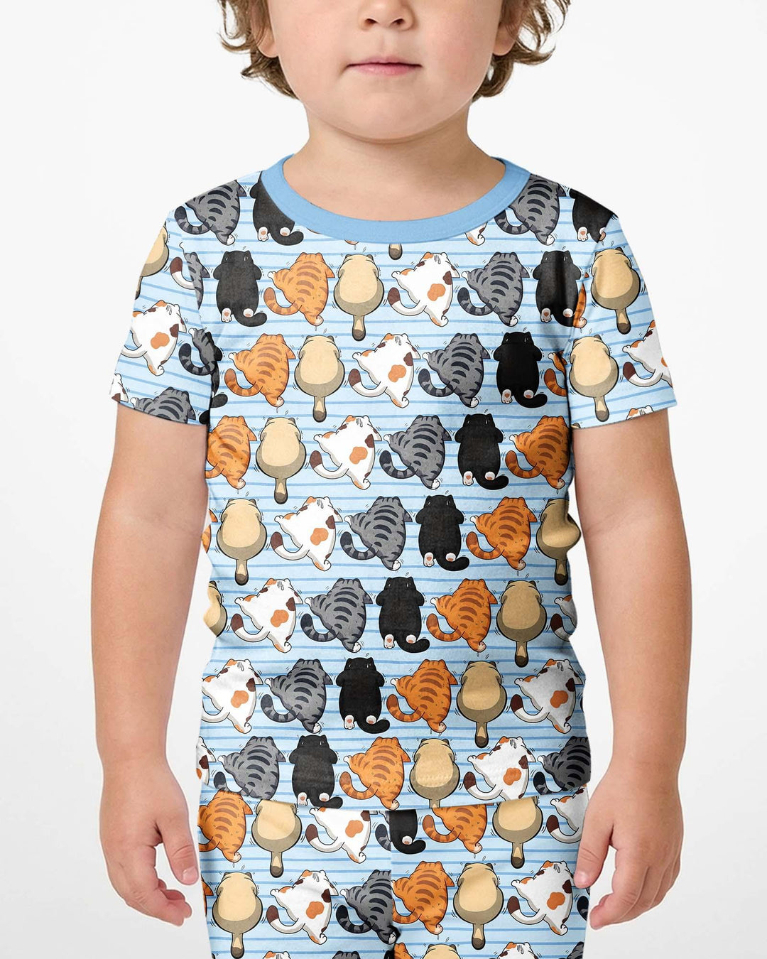 Funny Cat Butts Club Family Matching Bamboo Two Piece Short Sleeve Shorts Pajama Set