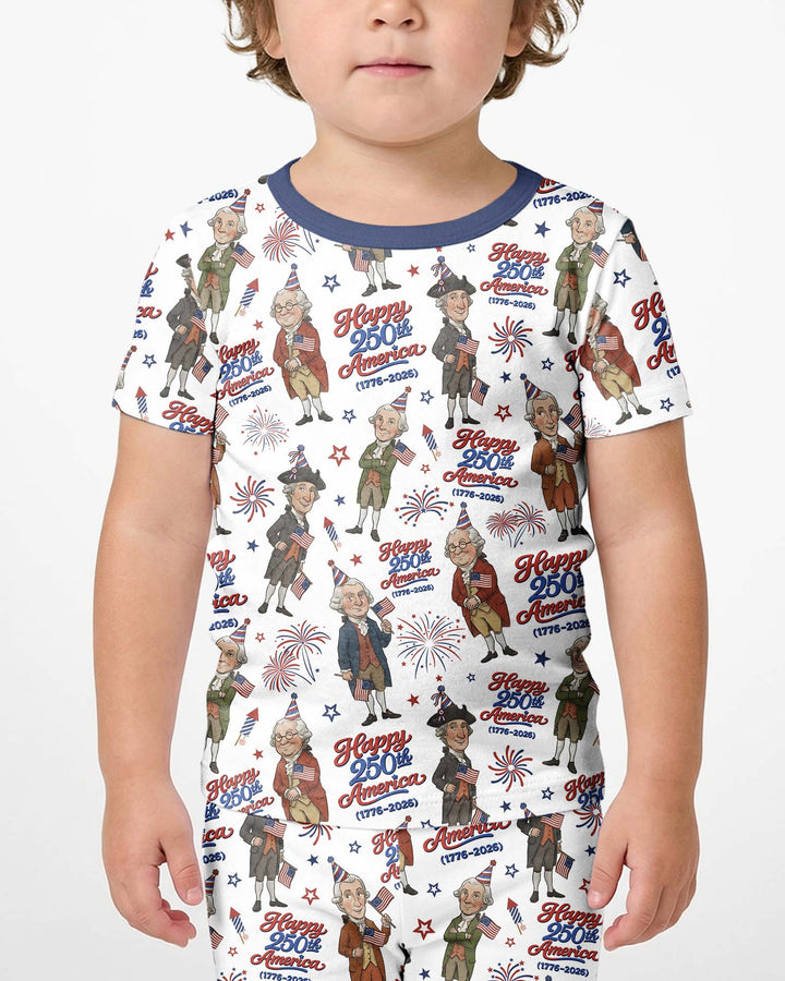 Party Like It's 1776 Family Matching Bamboo Two Piece Short Sleeve Shorts Pajama Set