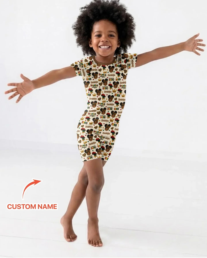 Custom Name Juneteenth Unapologetically Dope Bamboo Two Piece Short Sleeve Shorts Pajama Set