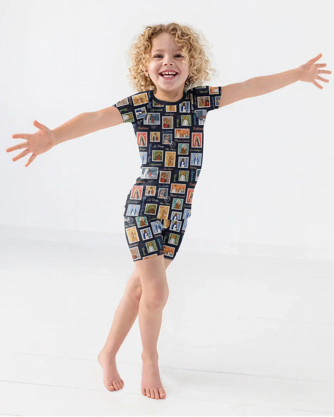 Our Lady, Around the World Bamboo Two Piece Short Sleeve Shorts Pajama Set