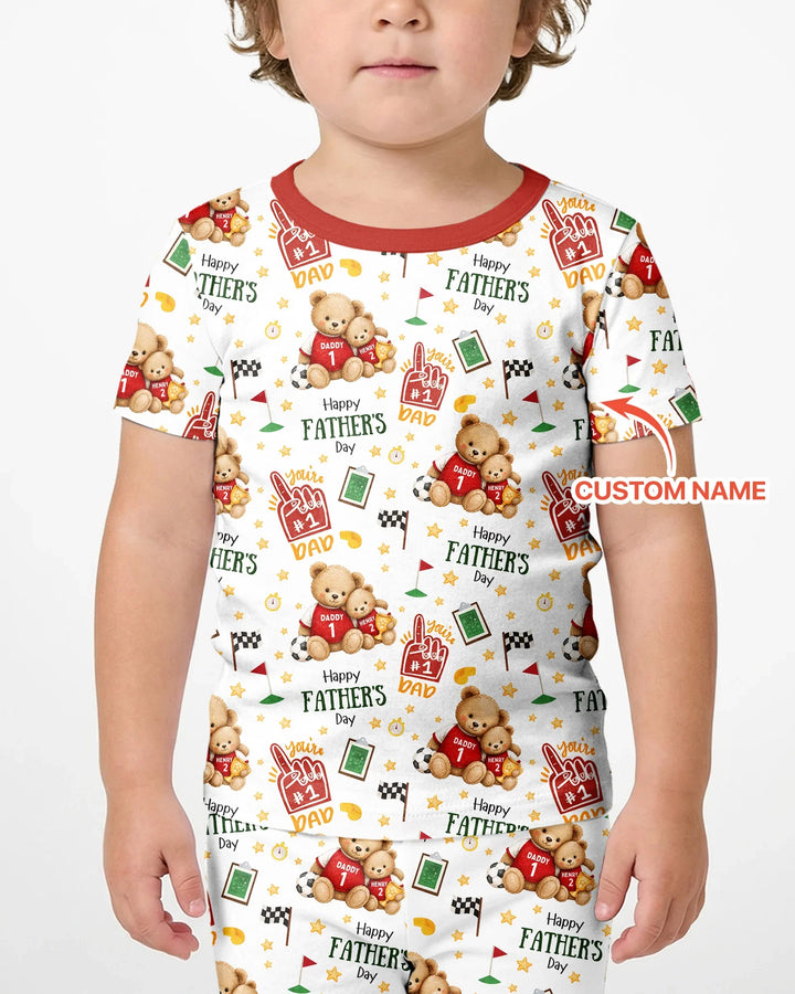 You're #1 Dad Daddy & Me Matching Bamboo Two Piece Short Sleeve Shorts Pajama Set