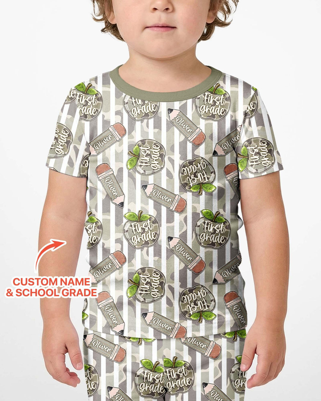 Custom Name Camo Apple Days Bamboo Two Piece Short Sleeve Shorts Pajama Set
