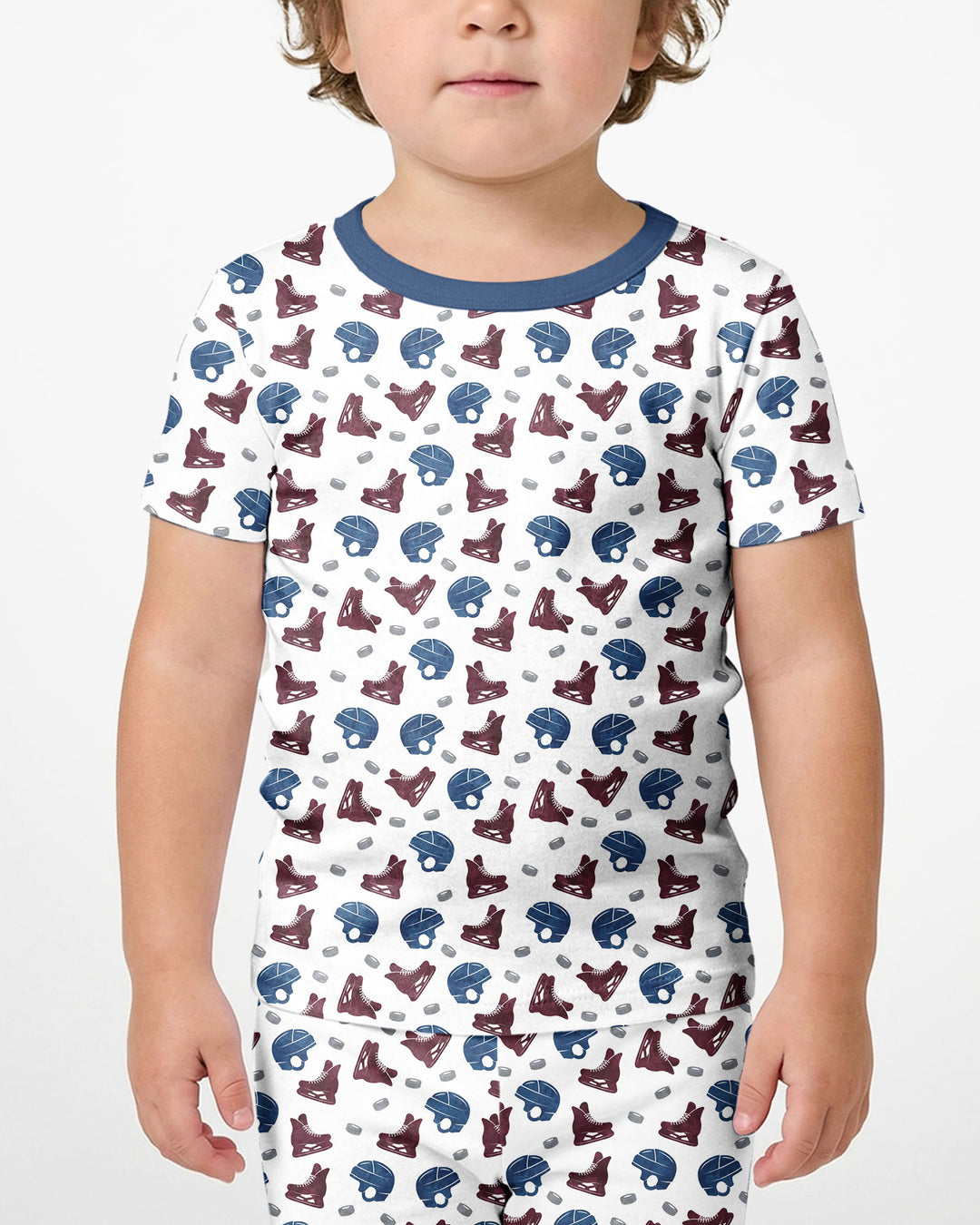 Hockey - Pucks & Gear Bamboo Two Piece Short Sleeve Shorts Pajama Set