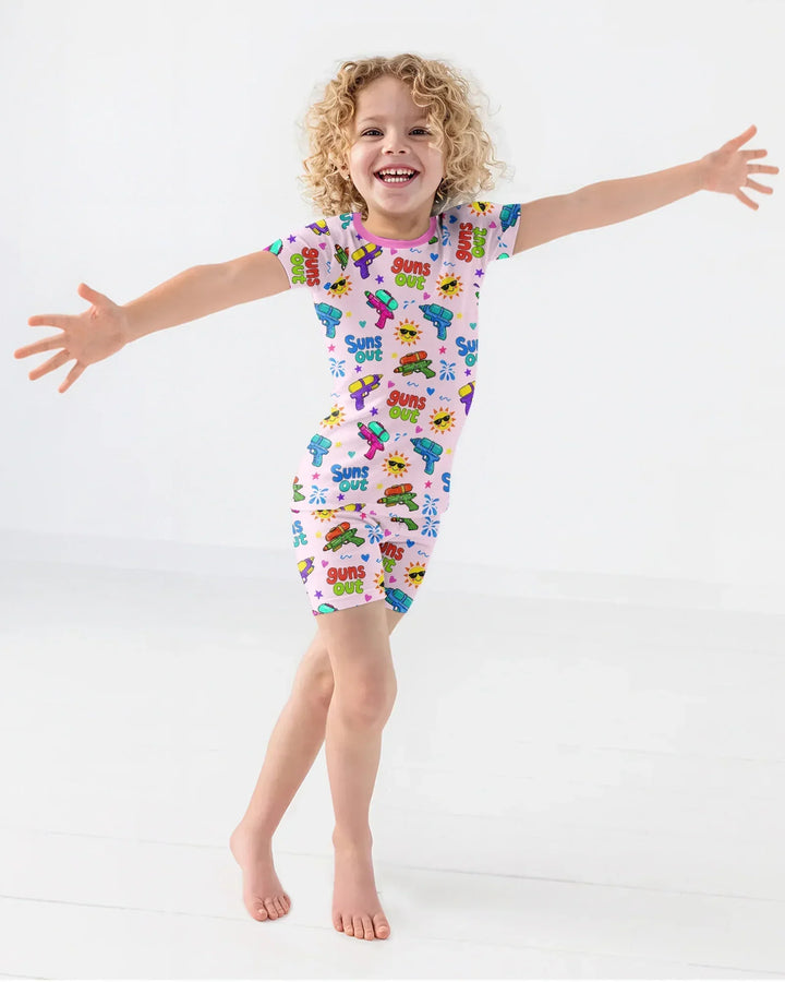 Sun Out Guns Out Bamboo Two Piece Short Sleeve Shorts Pajama Set